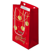 Merry Christmas Festive Red and Gold Ornaments