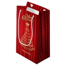 Merry Christmas Festive Red and Gold Tree