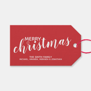 'Merry Christmas' Festive Red Gift Tags