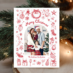 Merry Christmas Festive Red Holiday Postcard