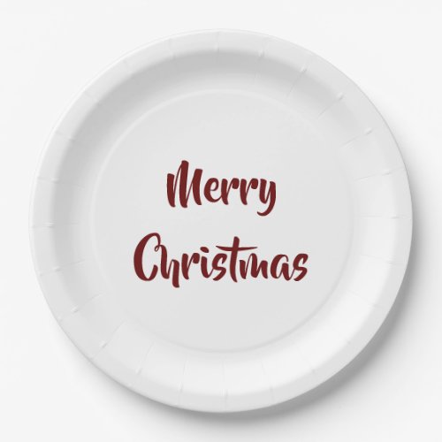 Merry Christmas Festive Red Typography Paper Plates