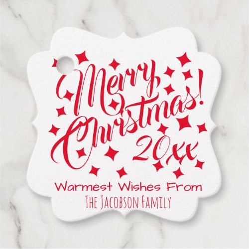 Merry Christmas Festive Red  White Holiday Favor Tags