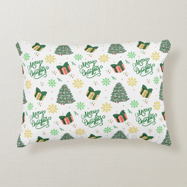 Merry Christmas – Festive Reindeer & Holiday Decor Accent Pillow (Front)