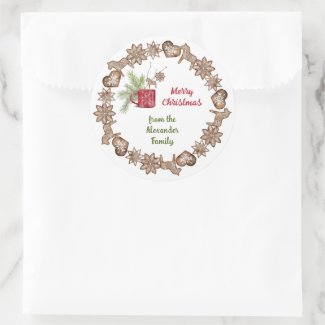 Merry Christmas Festive Rustic Cookie Wreath White