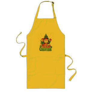 "Merry Christmas - Festive Santa & Elves De Long Apron
