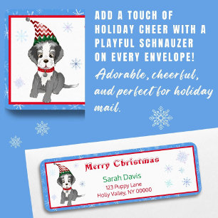 Merry Christmas Festive Schnauzer Holiday Return Label