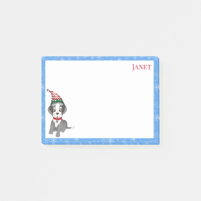 Merry Christmas Festive Schnauzer Puppy Name Post-it Notes (Front)