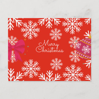 Merry Christmas Festive Snowflakes and Ornaments Postcard