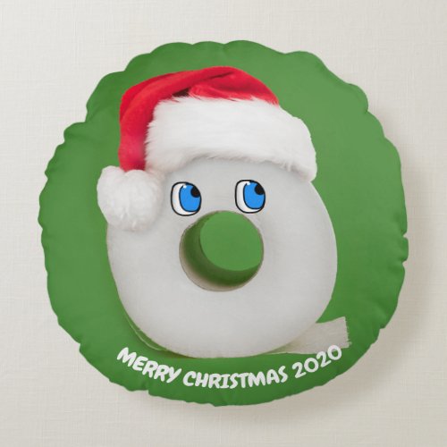 Merry Christmas Festive Toilet Paper 2020 Round Pillow