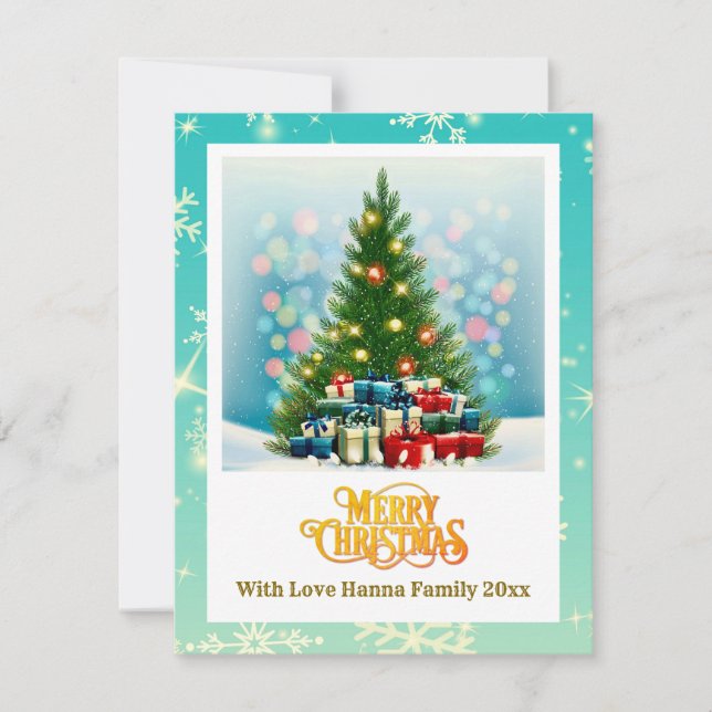 Merry Christmas | Festive Tree & Gifts Holiday Card (Front)