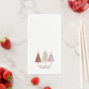 Merry Christmas Festive Trees Holiday Paper Party Guest Towels
