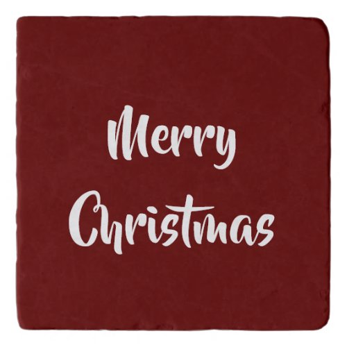 Merry Christmas Festive Typography Red Trivet