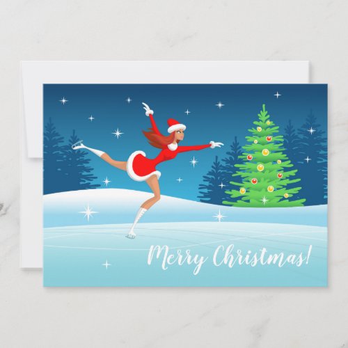 Merry Christmas Figure Skating Girl Holiday Card