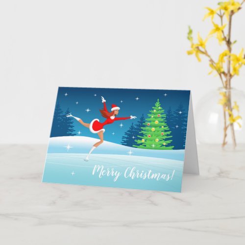 Merry Christmas Figure Skating Girl Holiday Card