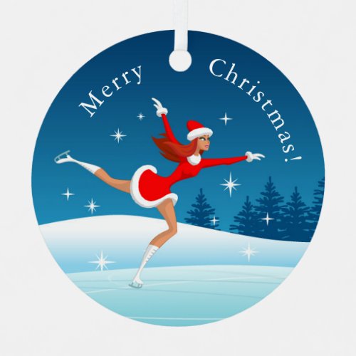 Merry Christmas Figure Skating Girl Ornament
