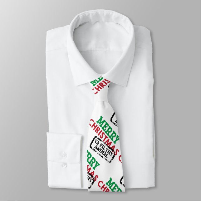 Merry Christmas Filthy Animal - GraphicLoveShop Neck Tie (Tied)