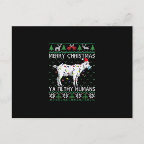 Merry Christmas Filthy Humans Goat Ugly Christmas Announcement Postcard