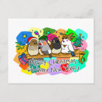 Merry Christmas Finches Postcard