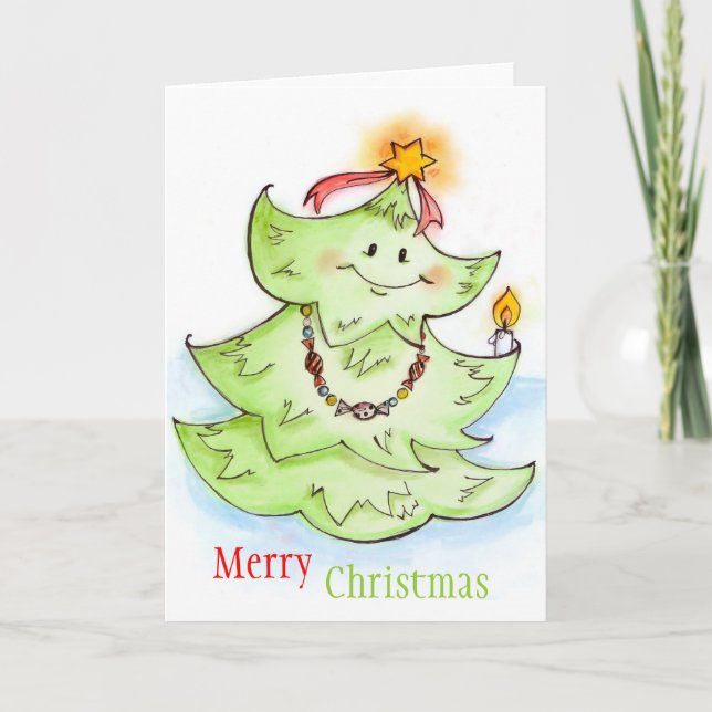 Merry Christmas Fir-Tree Holiday Card (Front)