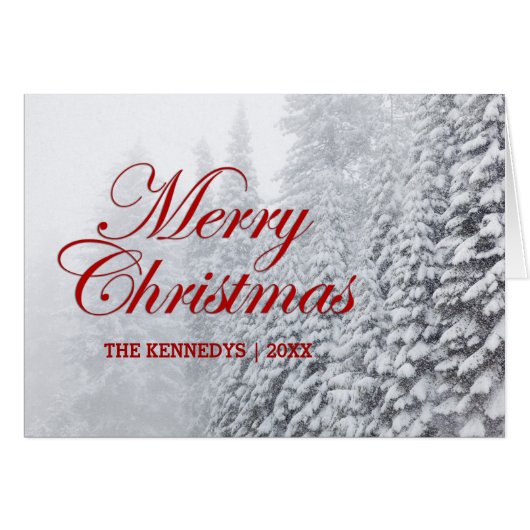 Merry Christmas - Fir Trees in Snowfall Cards (Front Horizontal)