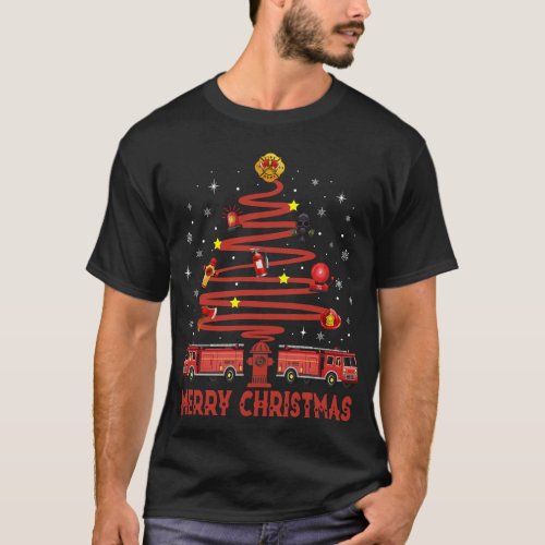 Merry Christmas Firefighter Tree T_Shirt