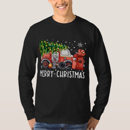 Merry Christmas Firefighter Truck Fireman Funny T_Shirt