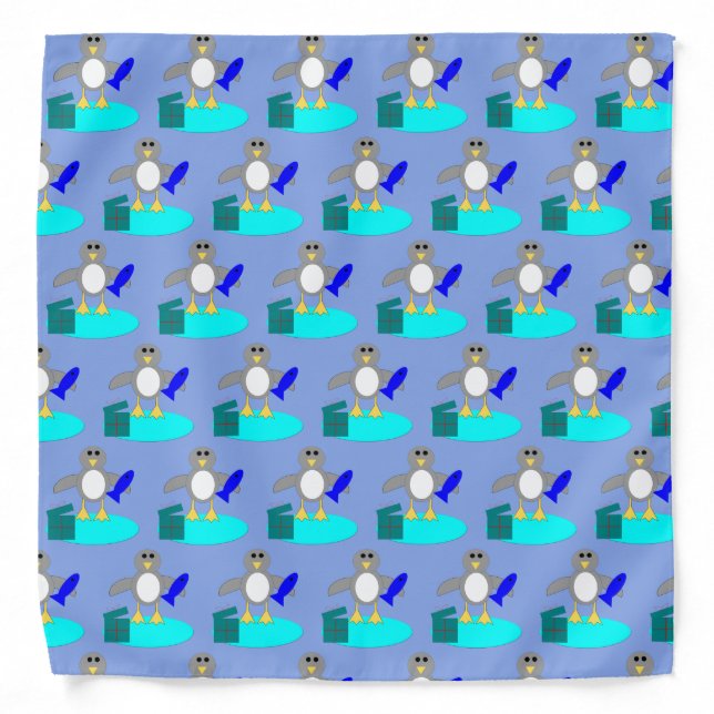 Merry Christmas Fishing Penguin Bandana (Front)