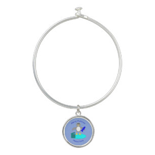 Merry Christmas Fishing Penguin Bangle Bracelet