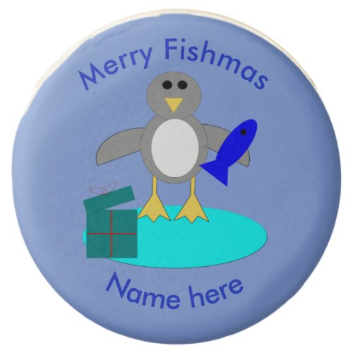 Merry Christmas Fishing Penguin Cookies