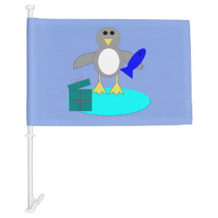 Merry Christmas Fishing Penguin Custom Car Flag