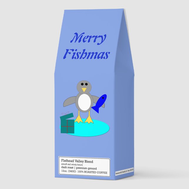 Merry Christmas Fishing Penguin Custom Roasted Coffee (Front)