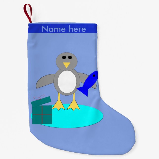 Merry Christmas Fishing Penguin Custom Stocking (Front)
