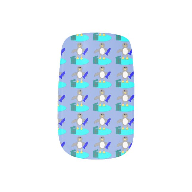 Merry Christmas Fishing Penguin False Nails Minx Nail Wraps (Right Thumb)