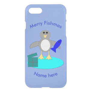 Merry Christmas Fishing Penguin iPhone Case