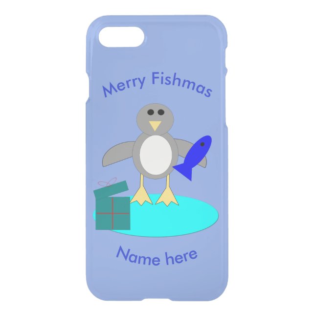 Merry Christmas Fishing Penguin iPhone Case (Back)