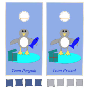 Merry Christmas Fishing Penguin Personalized Cornhole Set