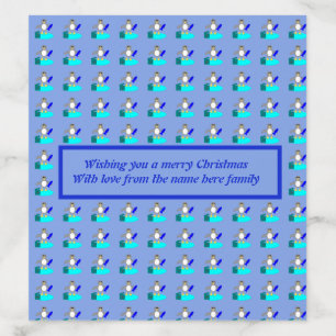 Merry Christmas Fishing Penguin Personalized Envelope Liner