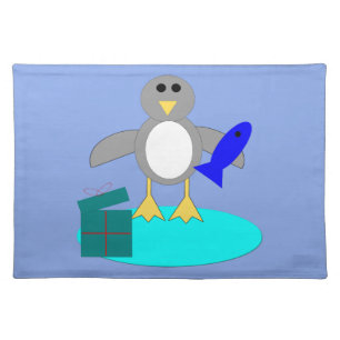 Merry Christmas Fishing Penguin Placemat