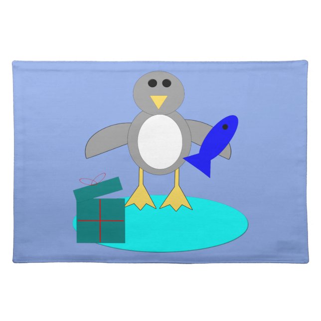 Merry Christmas Fishing Penguin Placemat (Front)