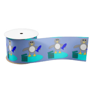 Merry Christmas Fishing Penguin Ribbon