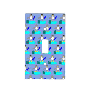 Merry Christmas Fishing Penguin Switch Cover