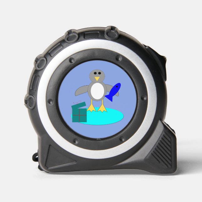Merry Christmas Fishing Penguin Tape Measure (Front)