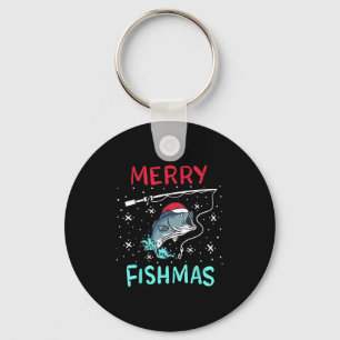 Merry Christmas Fishmas Funny Fishing Fish Gift Pr Keychain