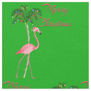 Merry Christmas Flamingo Fabric