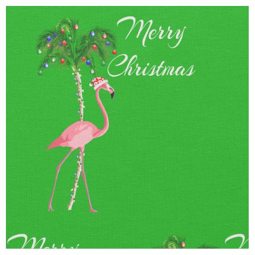 Merry Christmas Flamingo Fabric