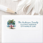 Merry Christmas Flamingo Palm Tree Return Address Label<br><div class="desc">Make your holiday greetings stand out with this cheerful, tropical-inspired return address label. The vibrant flamingo and palm tree design captures the fun, laid-back spirit of the season, while the customizable text ensures your address is clearly displayed. These weather-resistant labels are simple to apply and will elevate all your seasonal...</div>