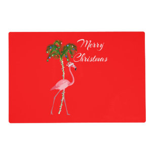 Merry Christmas Flamingo Placemat