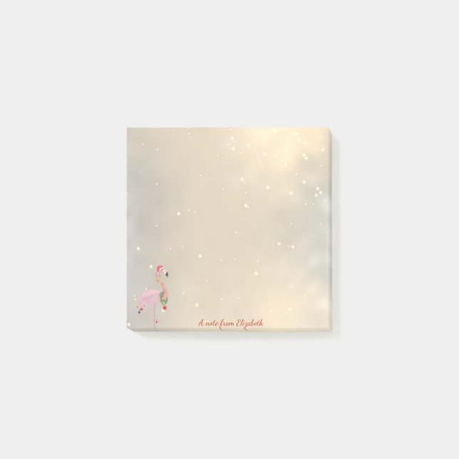 Merry Christmas,Flamingo Santa Hat -Personalized Post-it Notes (Front)