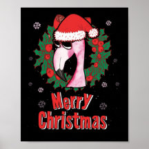 Merry Christmas Flamingo Santa Hat Sunglasses