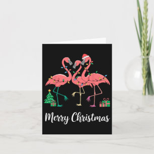Merry Christmas Flamingo Santa Hat Xmas Card